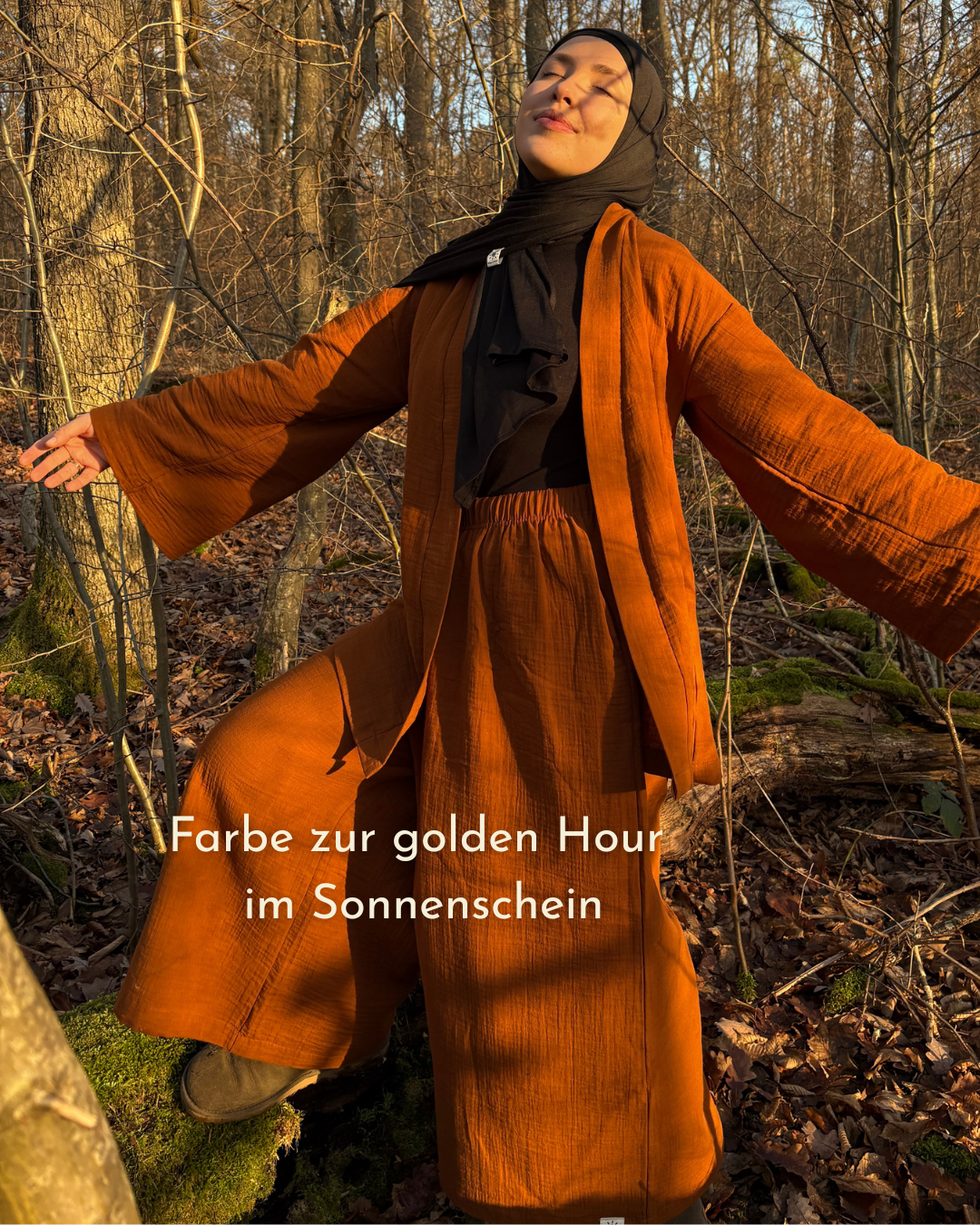 Ensemble deux pièces en mousseline « Juniper » en coton biologique (caramel)