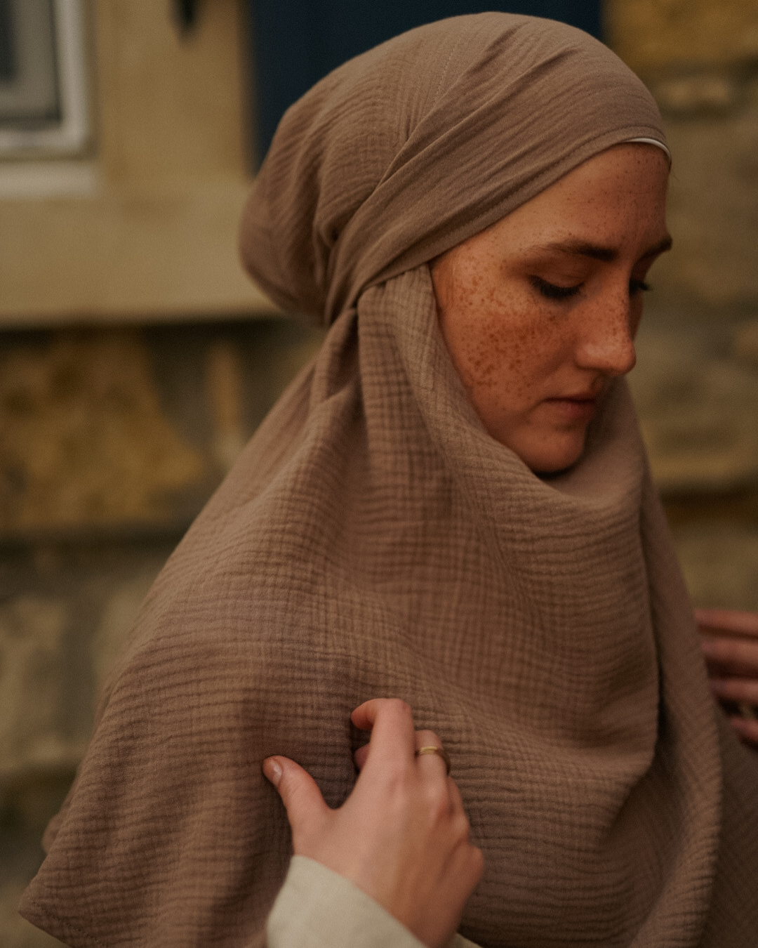 Mousseline Khimar en coton bio Taupe