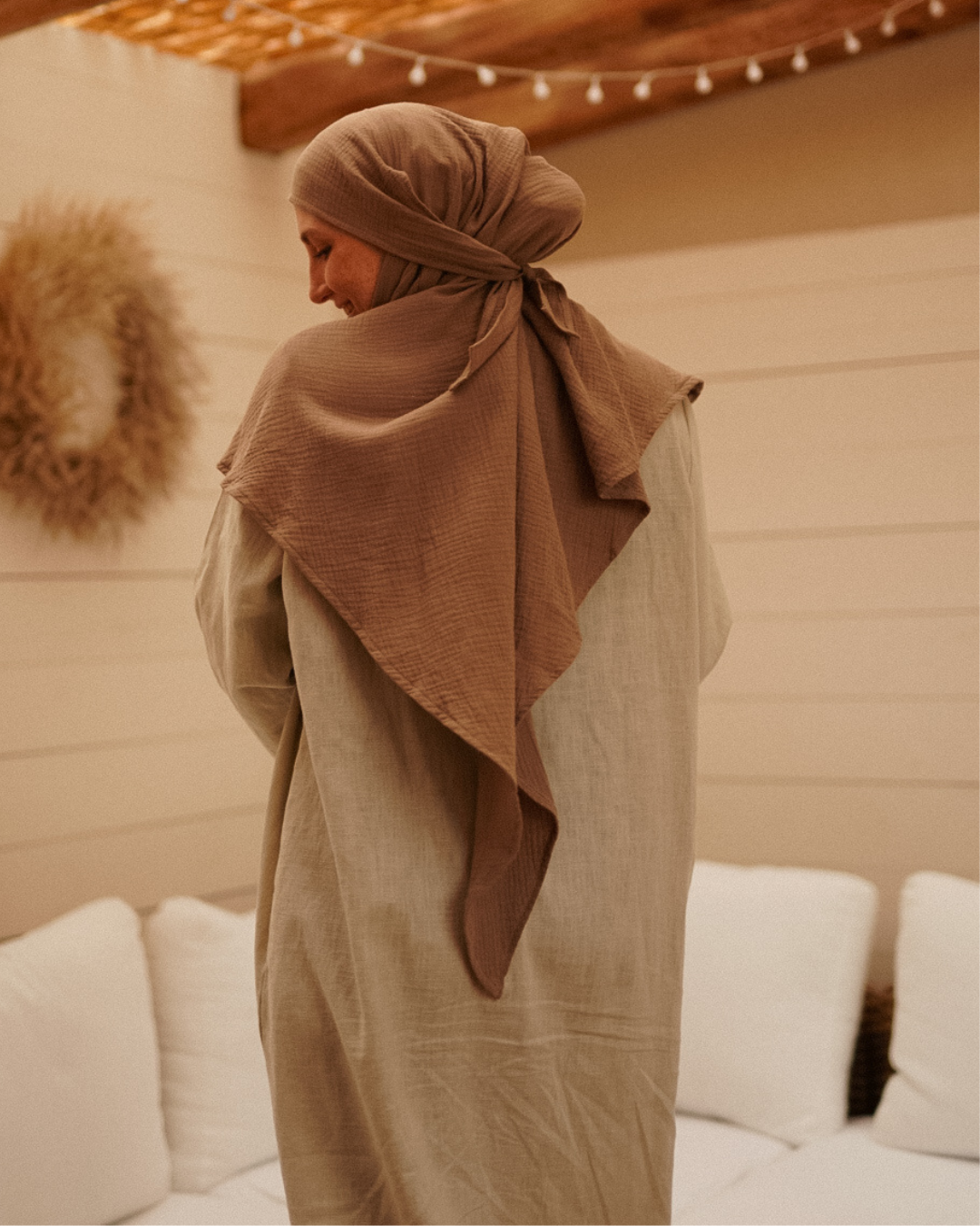 Mousseline Khimar en coton bio Taupe
