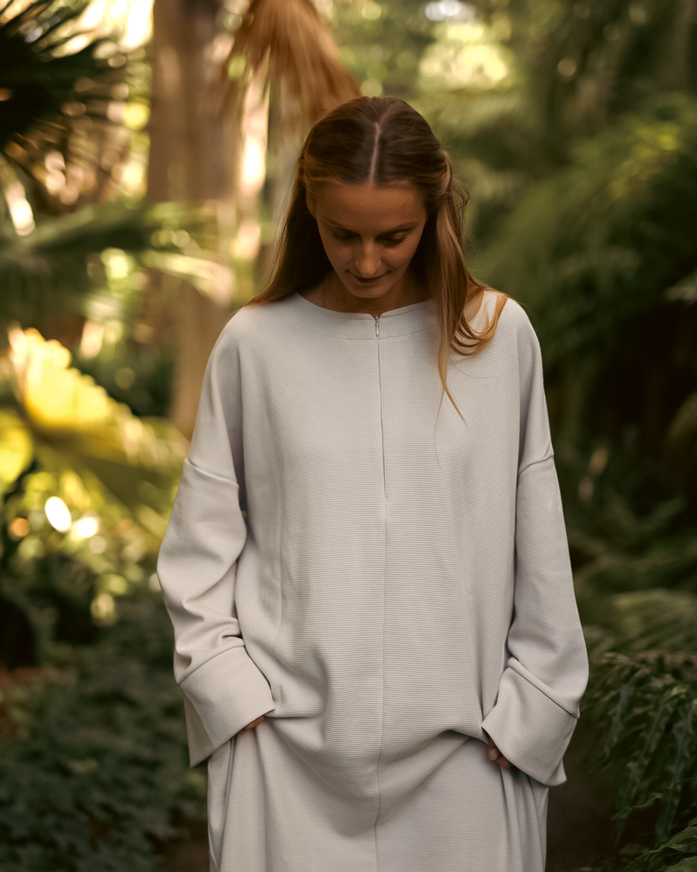 Abaya chaude "Laila" en coton bio (Silver Grey)