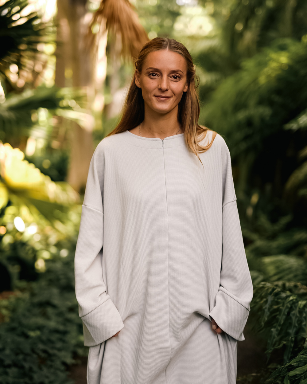 Abaya chaude "Laila" en coton bio (Silver Grey)