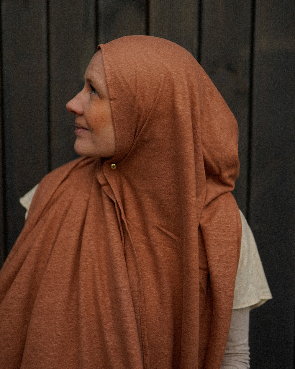 Hijab en jersey "Leena" - 100% lin - Lava Mocha