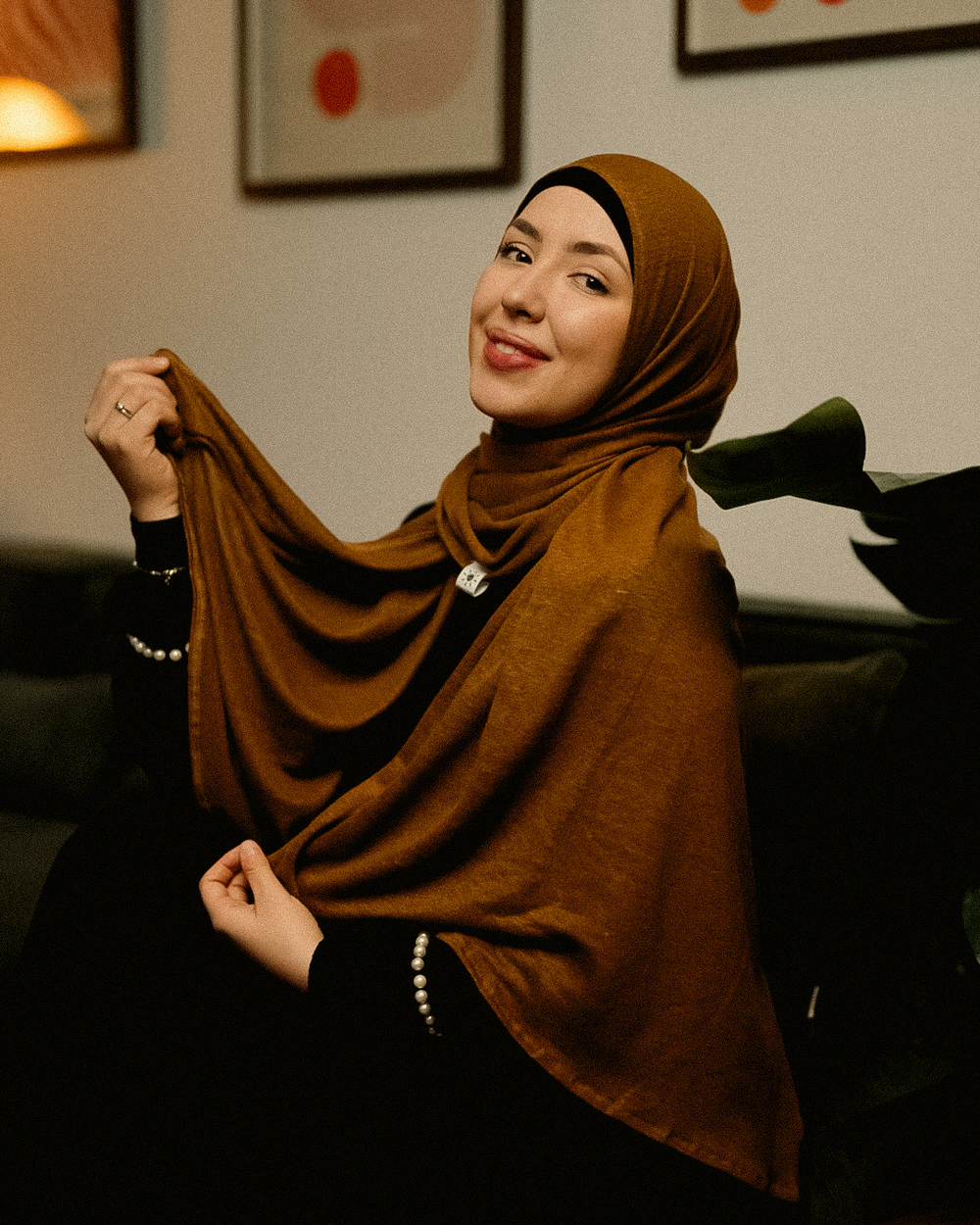Hijab en jersey "Leena" - 100% lin - teck