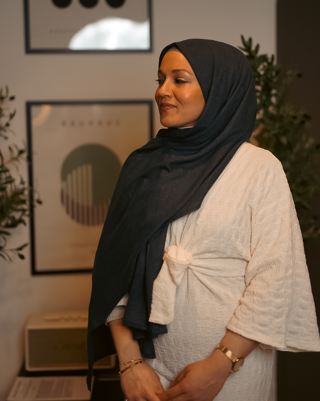 Hijab en jersey "Leena" - 100% lin - Stone