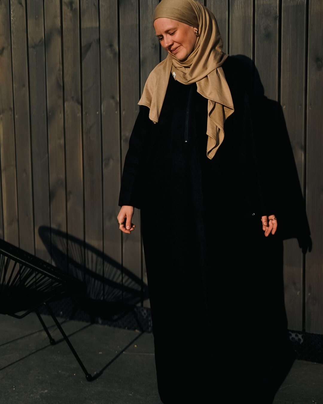 Abaya en lin "Alma" avec coton - black