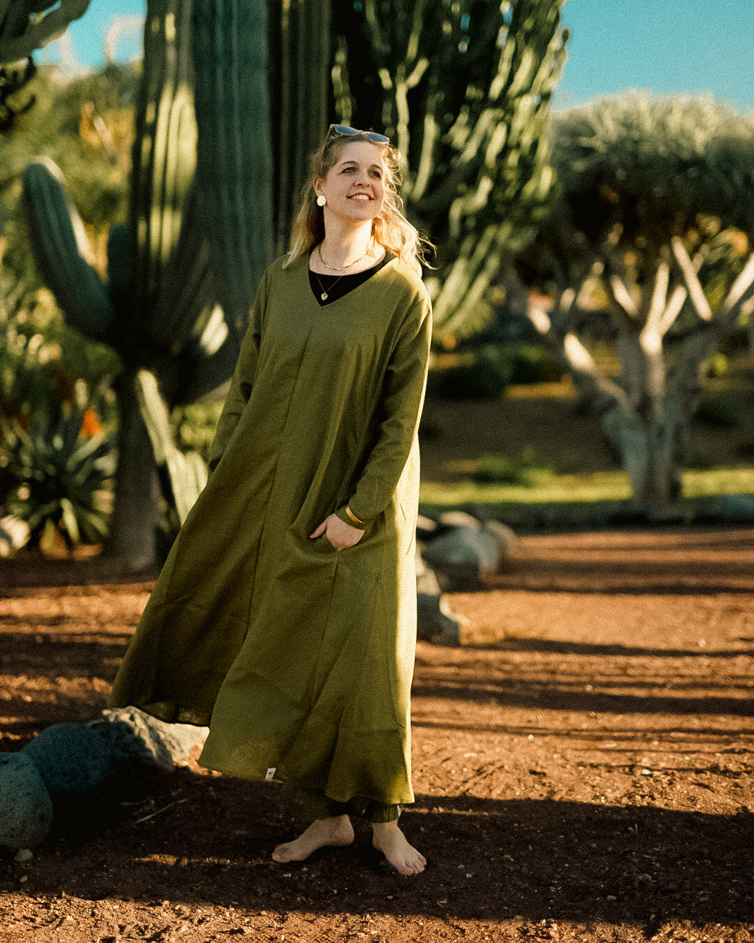 Robe tunique en lin et coton « Amba » (Cactus)