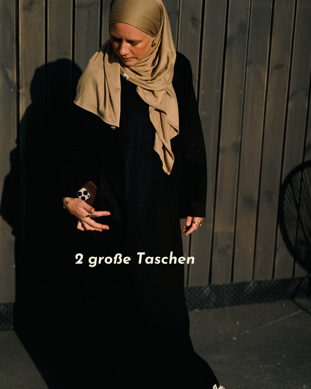 Abaya en lin "Alma" avec coton - black