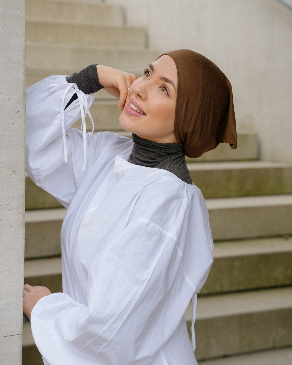 Bonnet tubulaire en soie et coton bio "Mariposa" (Chestnut)