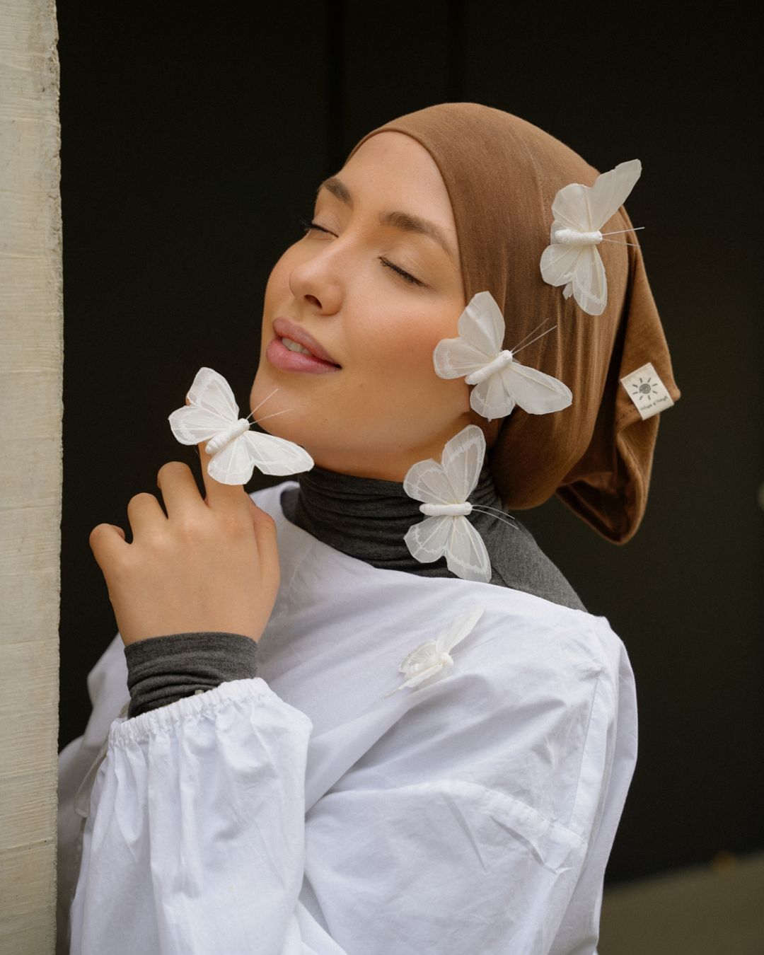 Bonnet tubulaire en soie et coton bio "Mariposa" (Chestnut)