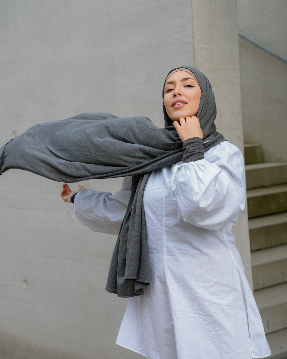 "Mariposa" XXL en soie et coton bio (Grey Melange)