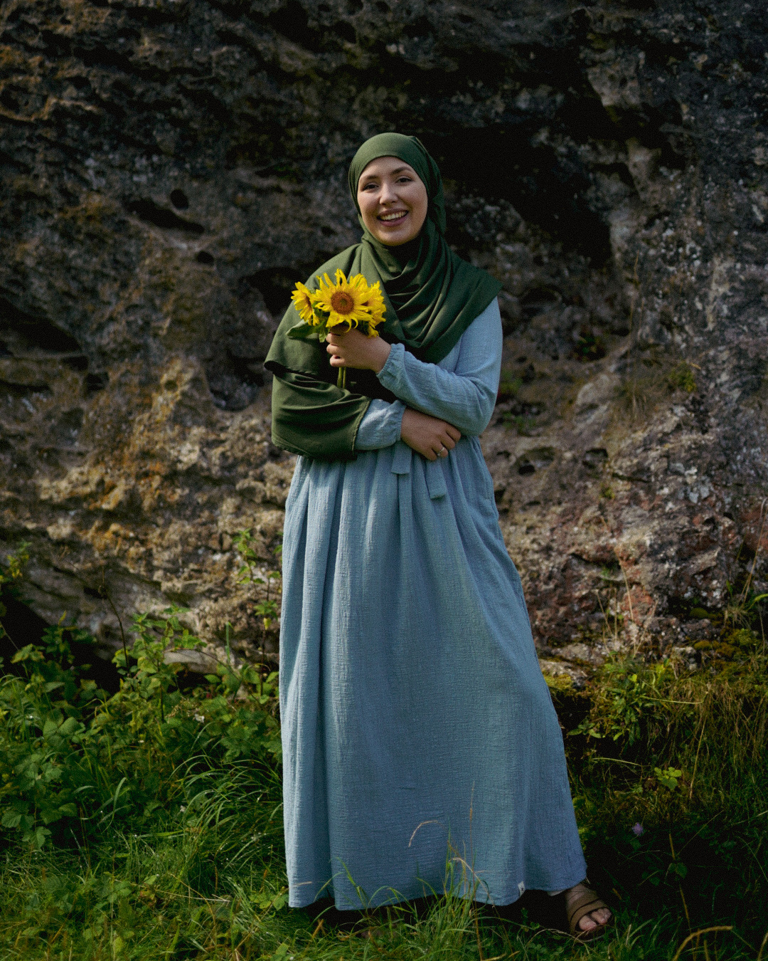 Cotton Abaya "Maya" en coton (Elsa Blue)