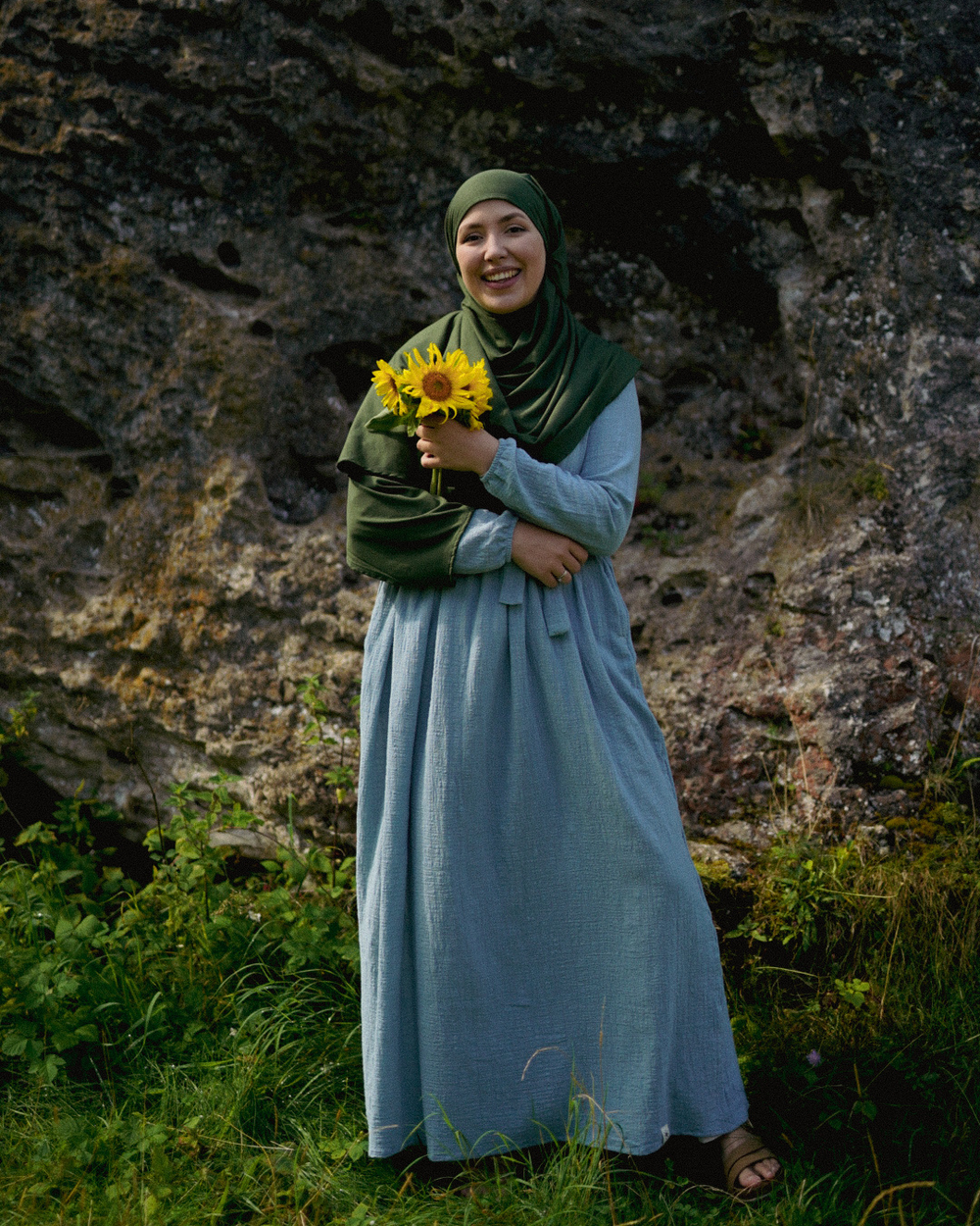 Cotton Abaya "Maya" en coton (Elsa Blue)