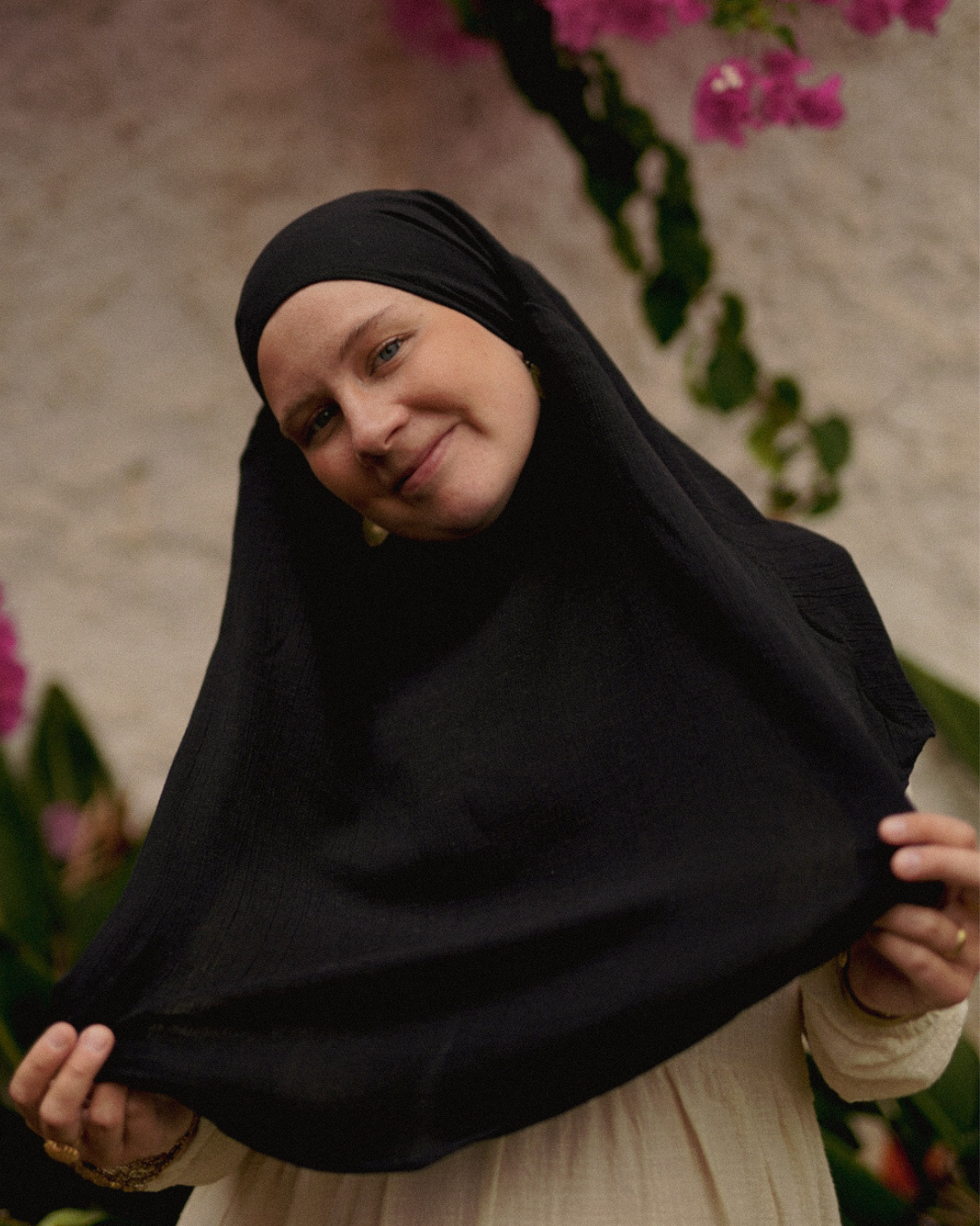 Mini Khimar Sandy en viscose et lin (Black)