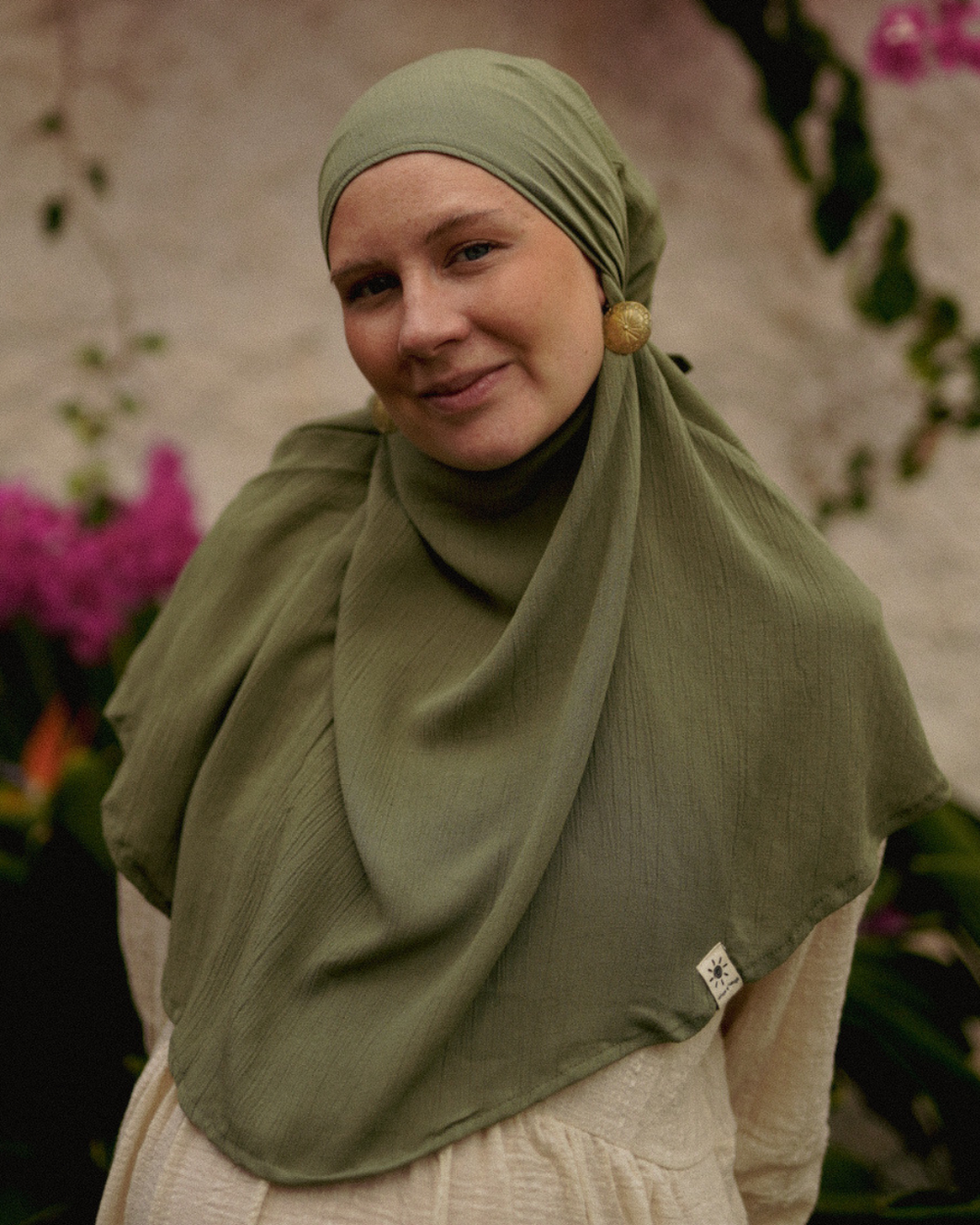 Mini Khimar Sandy en viscose et lin (Forest Green)