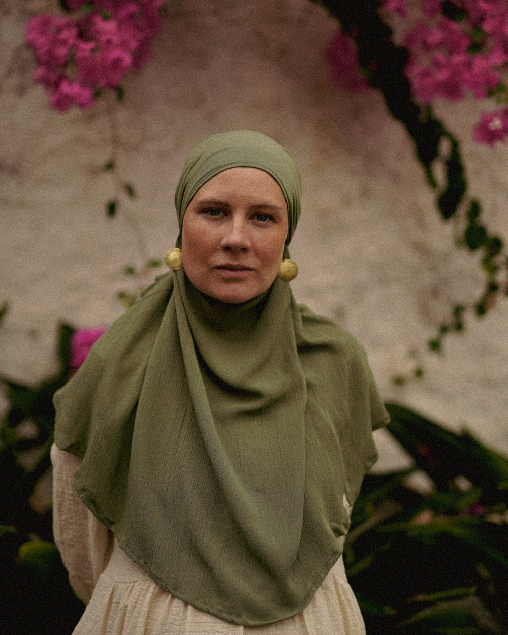 Mini Khimar Sandy en viscose et lin (Forest Green)