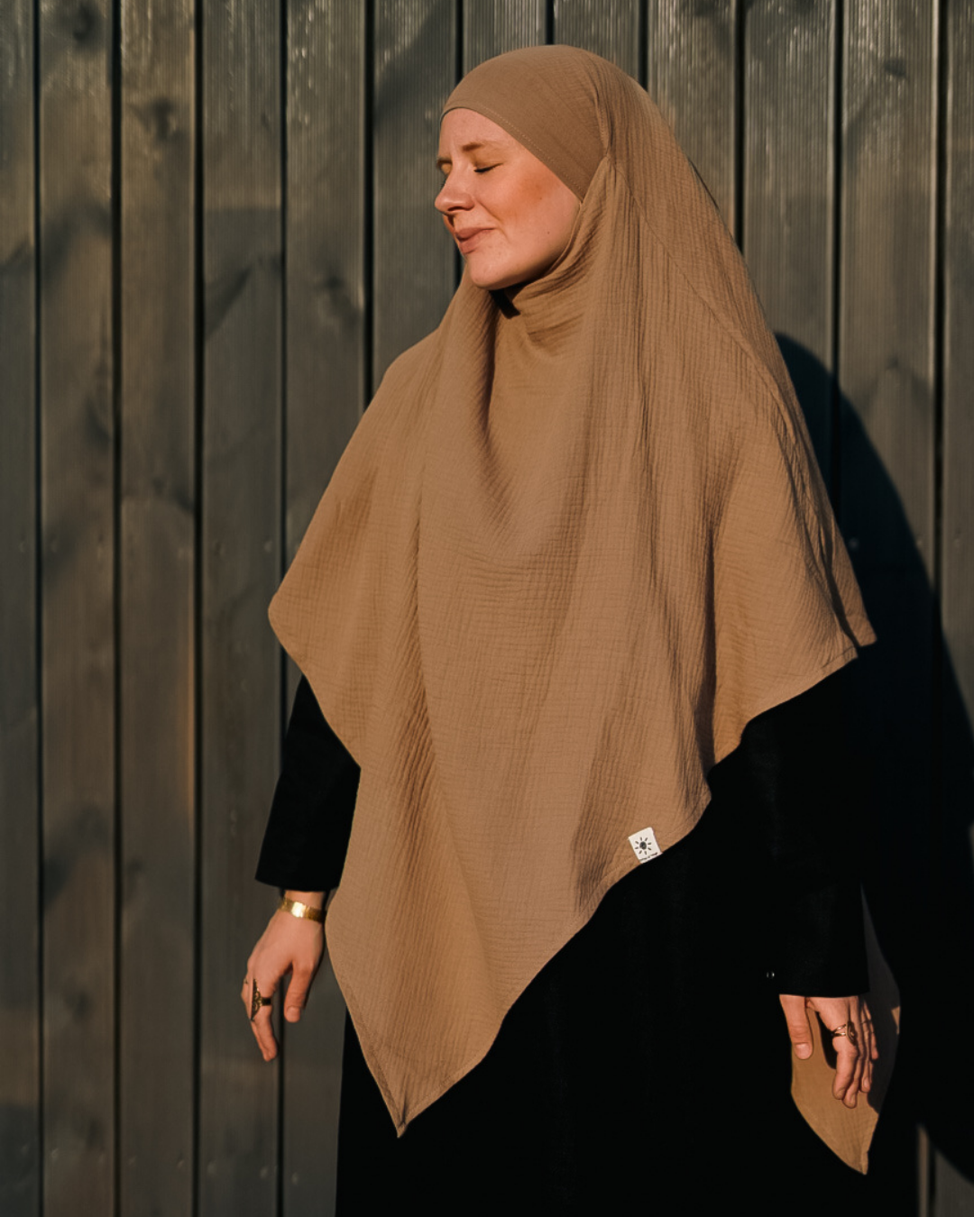 Mousseline Khimar en coton bio Taupe