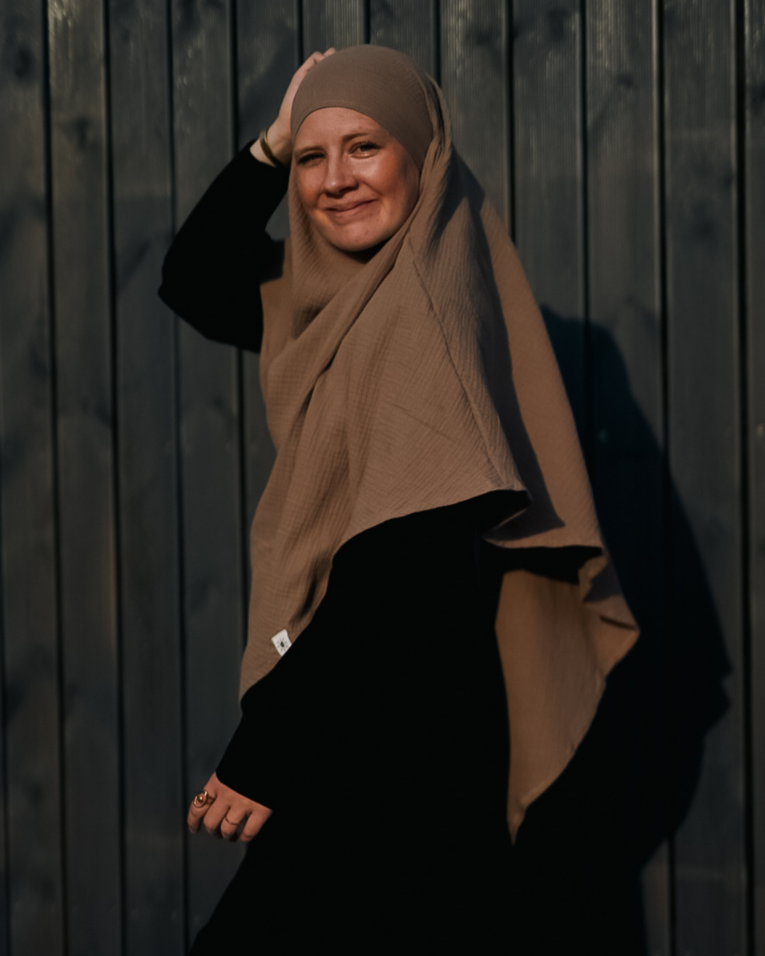 Mousseline Khimar en coton bio Taupe