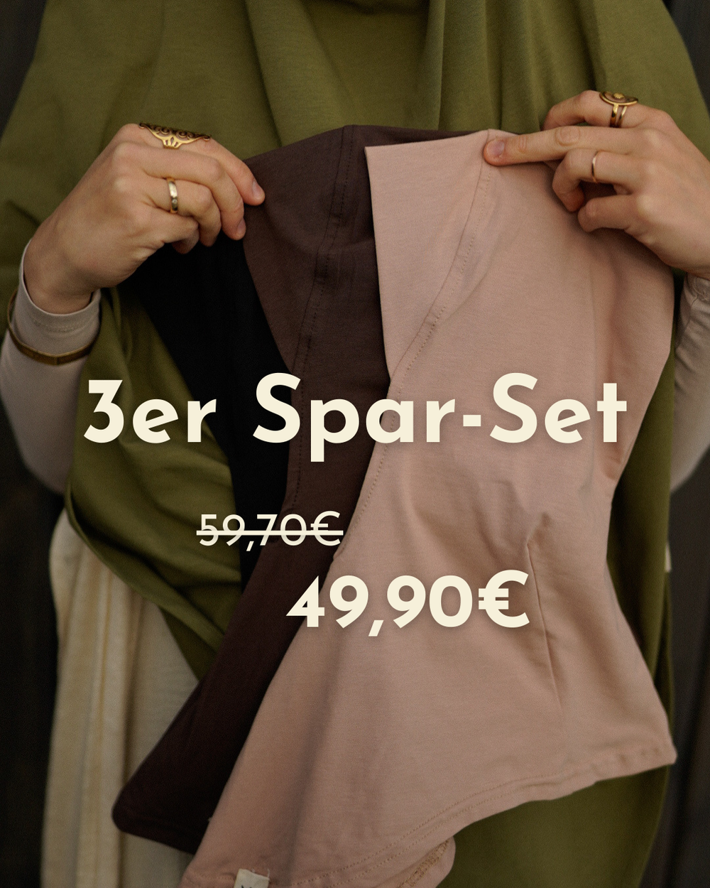 Set de 3 bonnets Ninja - coton bio - black, light taupe, chocolate