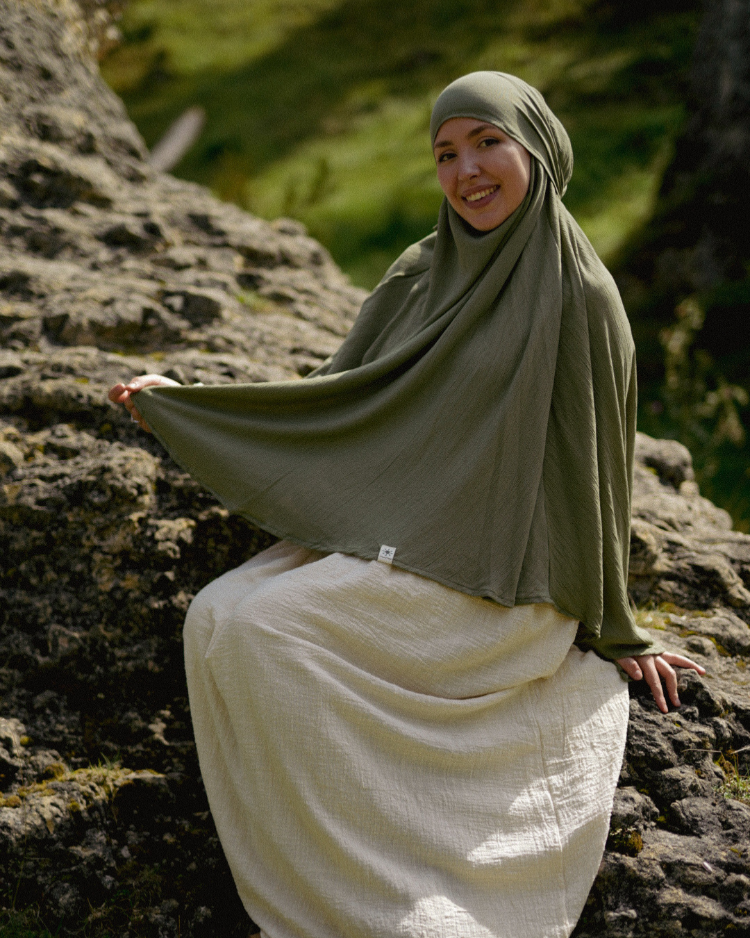 Khimar Sandy en viscose et lin (Forest Green)