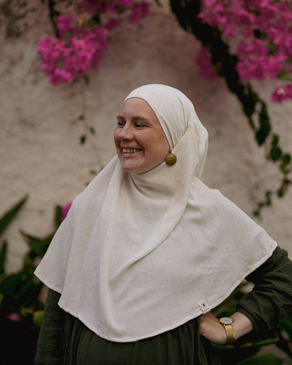 Mini Khimar Sandy en viscose et lin (blanc cassé)