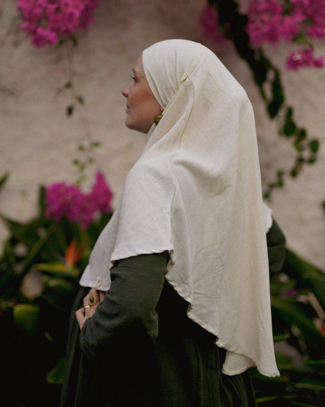 Mini Khimar Sandy en viscose et lin (blanc cassé)