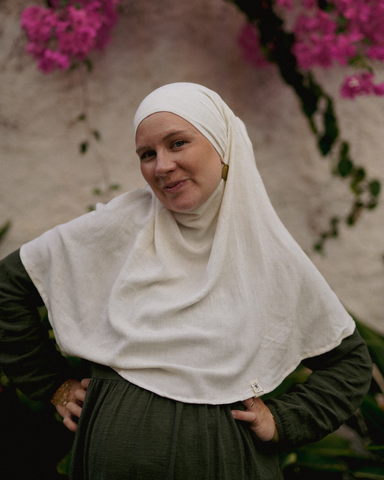 Mini Khimar Sandy en viscose et lin (blanc cassé)