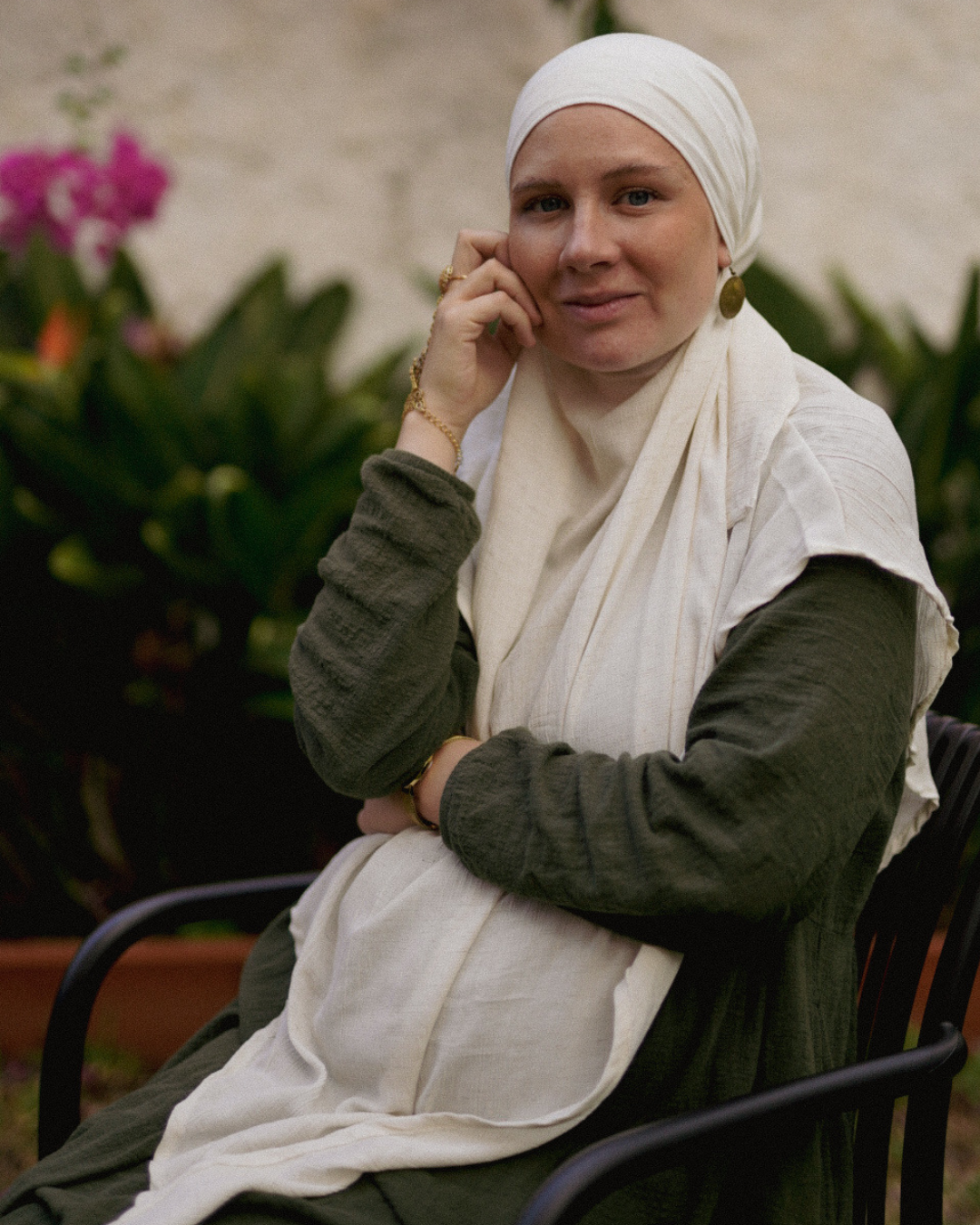 Khimar Sandy en viscose et lin (blanc cassé)