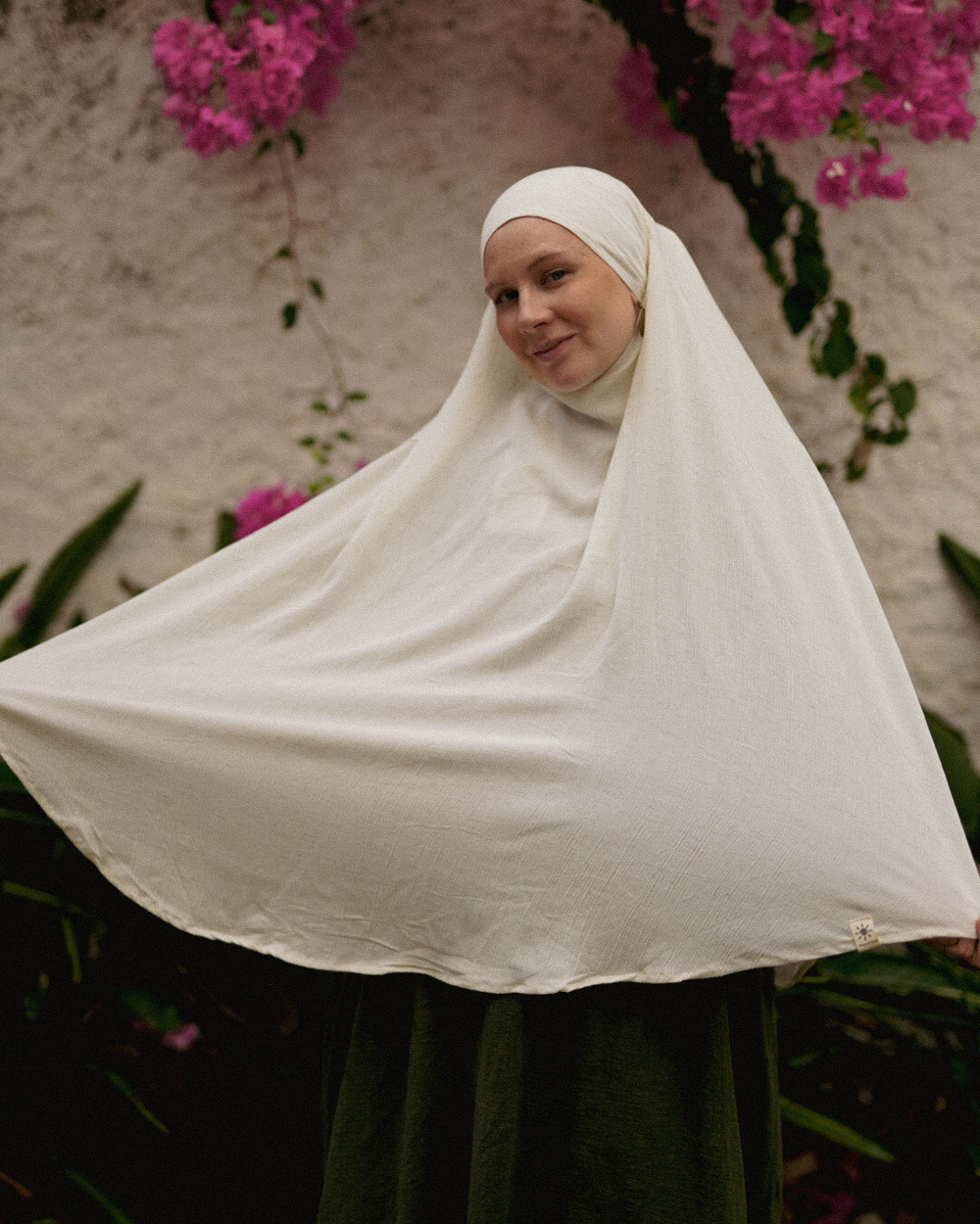 Khimar Sandy en viscose et lin (blanc cassé)