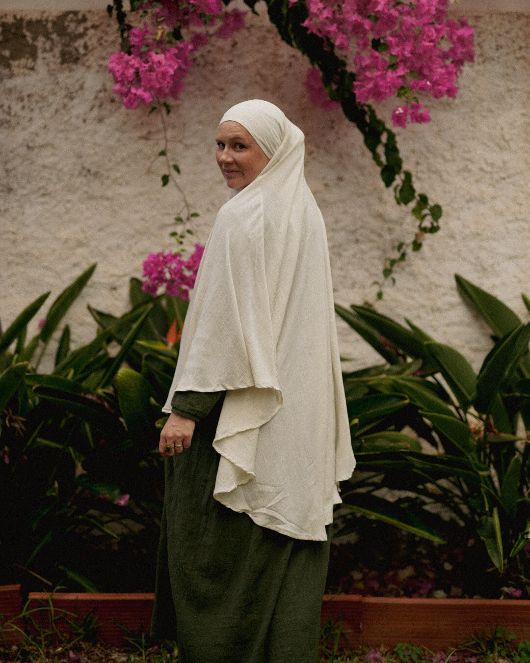 Khimar Sandy en viscose et lin (blanc cassé)