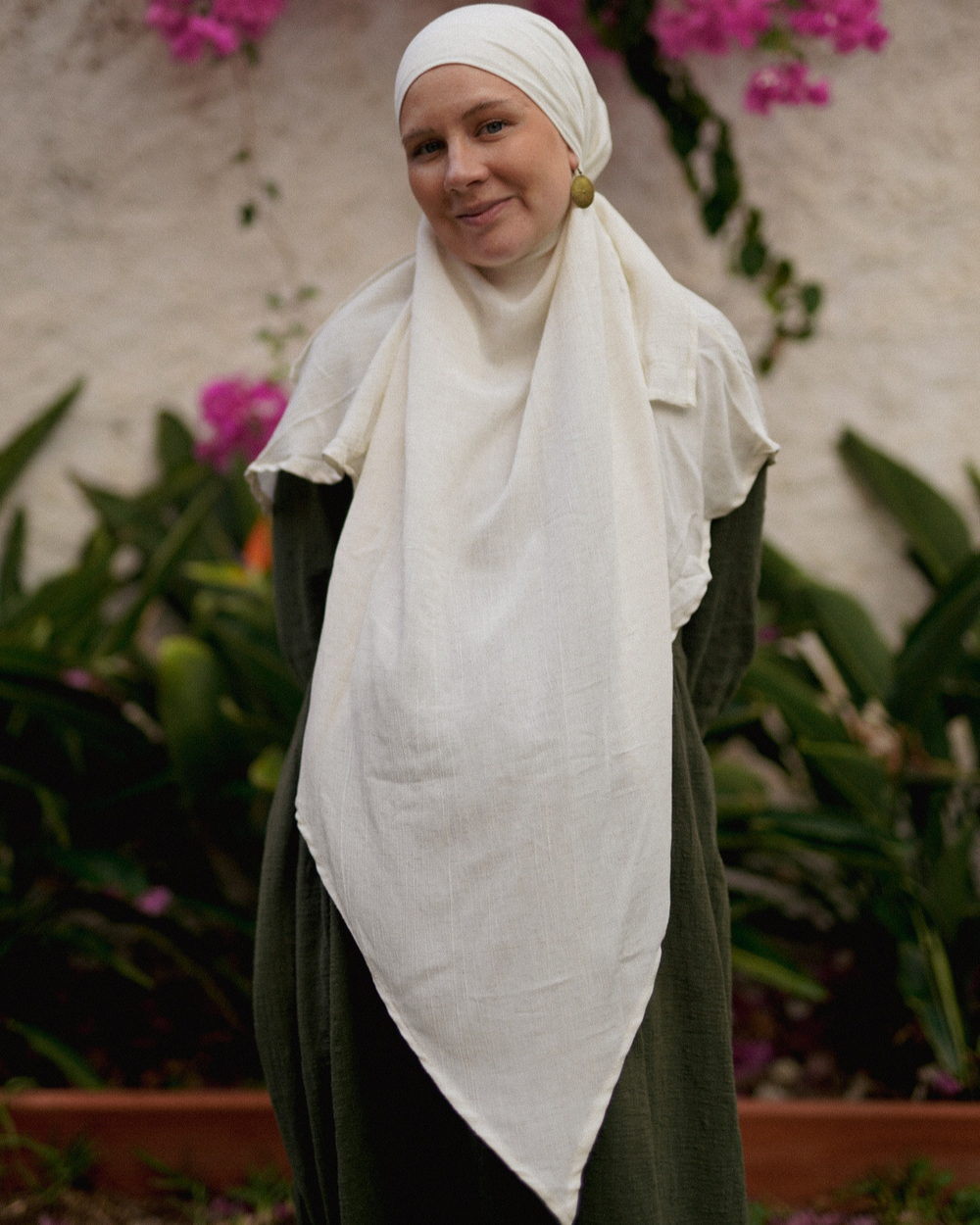 Khimar Sandy en viscose et lin (blanc cassé)