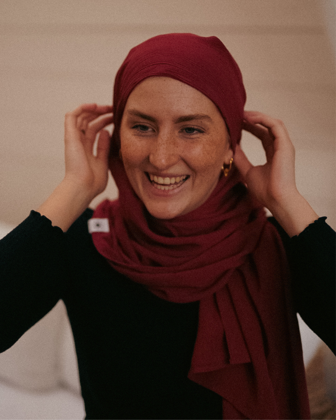 Crinkle Chiffon Hijab "Sandy" de viscose et de lin (Ruby)