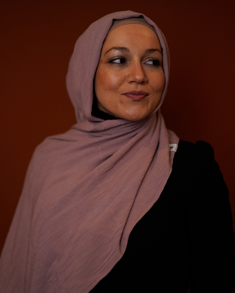 Crinkle Chiffon Hijab "Sandy" de viscose et de lin (Lilas)