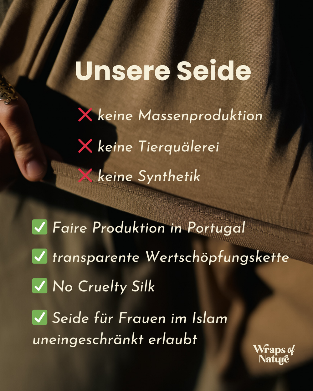 Hijab en jersey premium "Mariposa" en soie et coton bio (beige)
