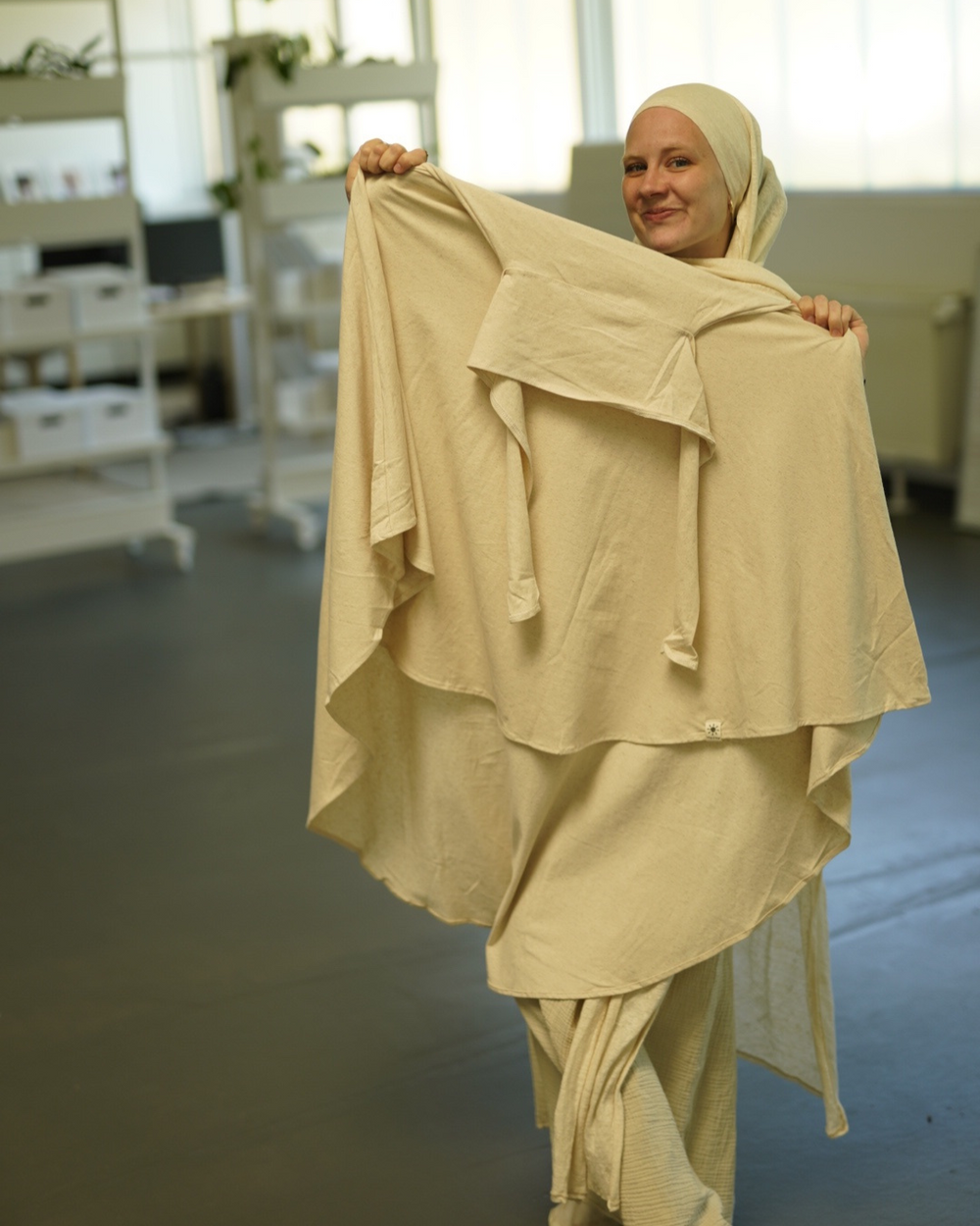 Edition limitée Eid Khimar en coton et lin - "Vanilla