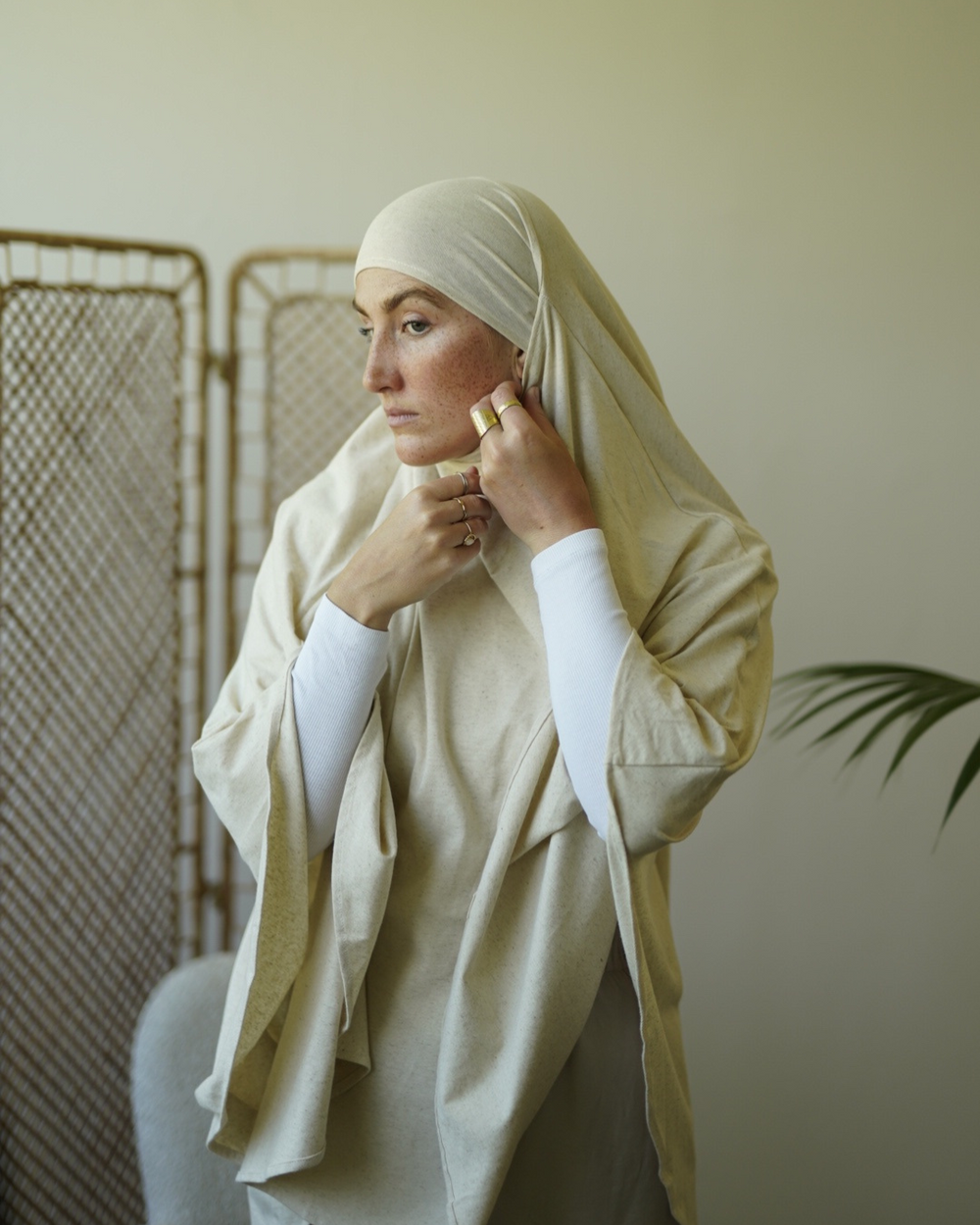 Edition limitée Eid Khimar en coton et lin - "Vanilla