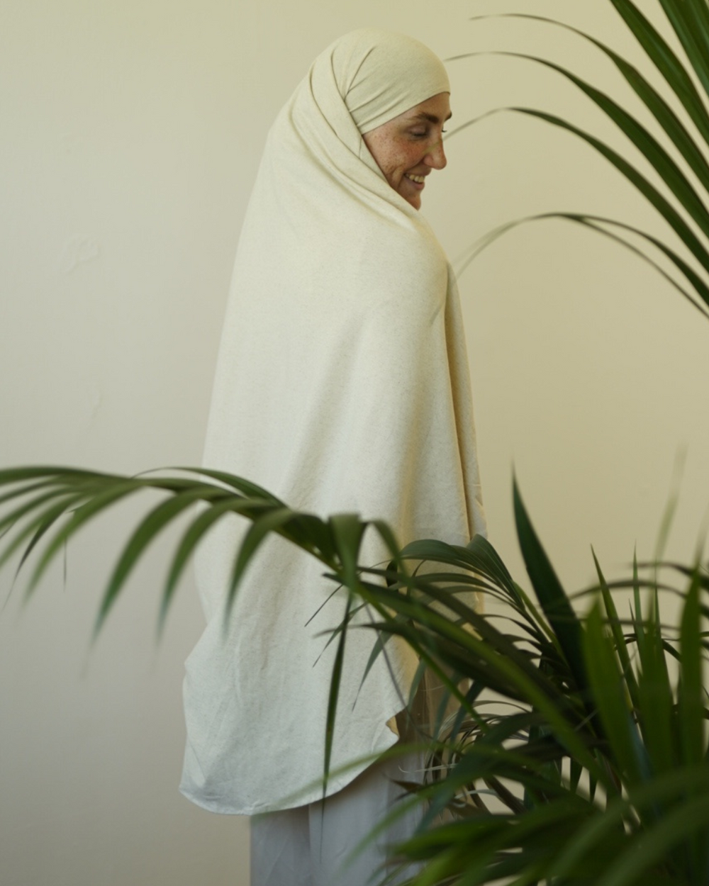 Edition limitée Eid Khimar en coton et lin - "Vanilla