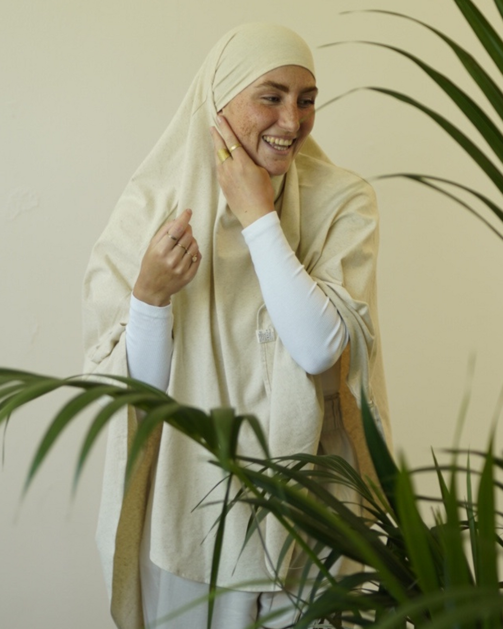 Edition limitée Eid Khimar en coton et lin - "Vanilla