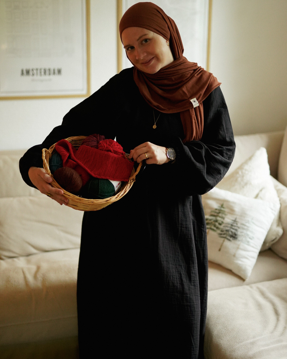 Abaya d'allaitement "Lunaria" en coton bio (Noir)