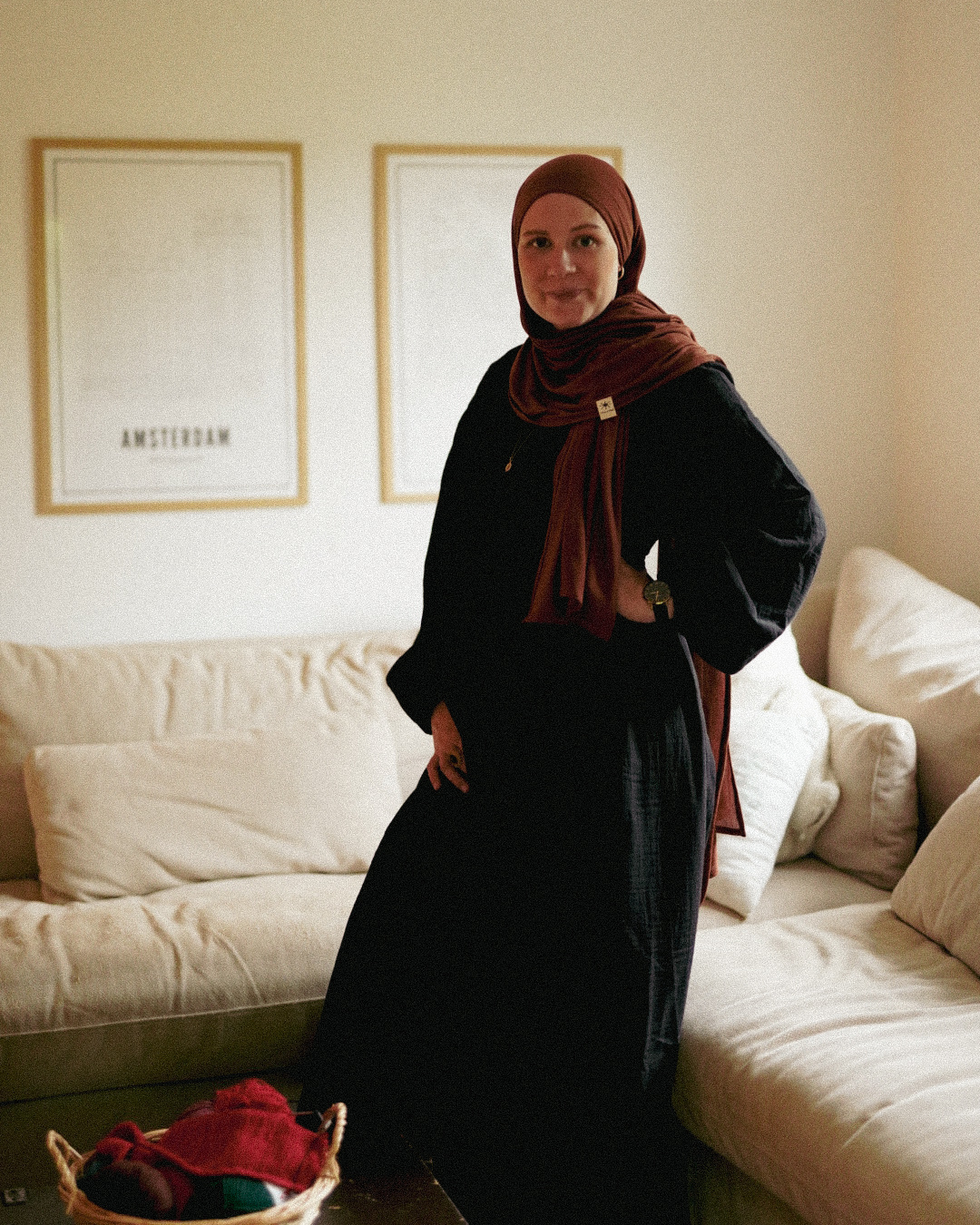 Abaya d'allaitement "Lunaria" en coton bio (Noir)