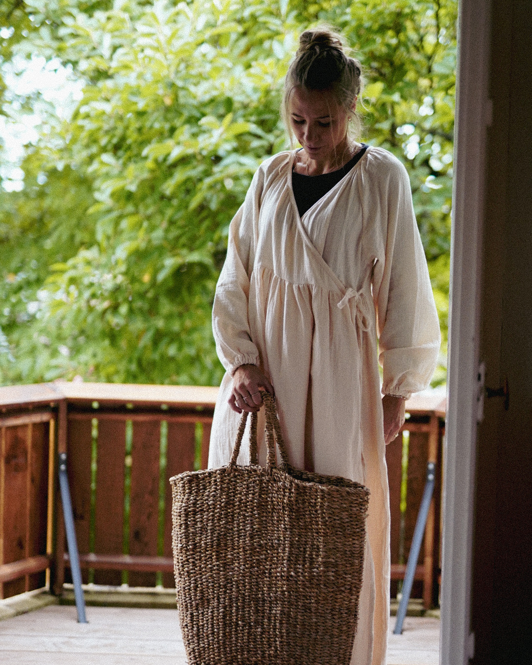 Abaya d'allaitement "Lunaria" en coton bio (Powder)